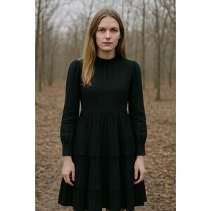 Witchy Whimsy Goth Long Sleeve Tiered Ruffle Dress Black Size 4